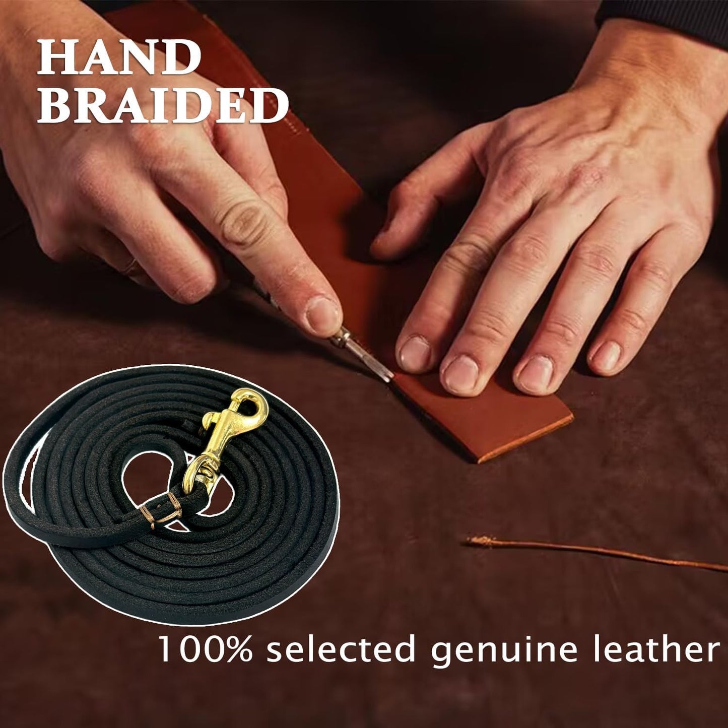 Guiding Star Leather Dog Leash 6 ft x 1/4 inch,Thin and Lightweight Leather Leashes for Small Dogs,Leather Cat Leashes for Small Cats,Soft Genuine Leather Dog Training Leashes for Petite Dogs Black