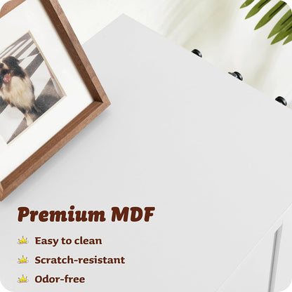 ALINE FURNITURE Dog Feeding Station with Storage Cabinet and 2 Elevated Dog Bowls, Hidden Pet Feeder Station Wood, Dog & Cat Storage Organizer, White