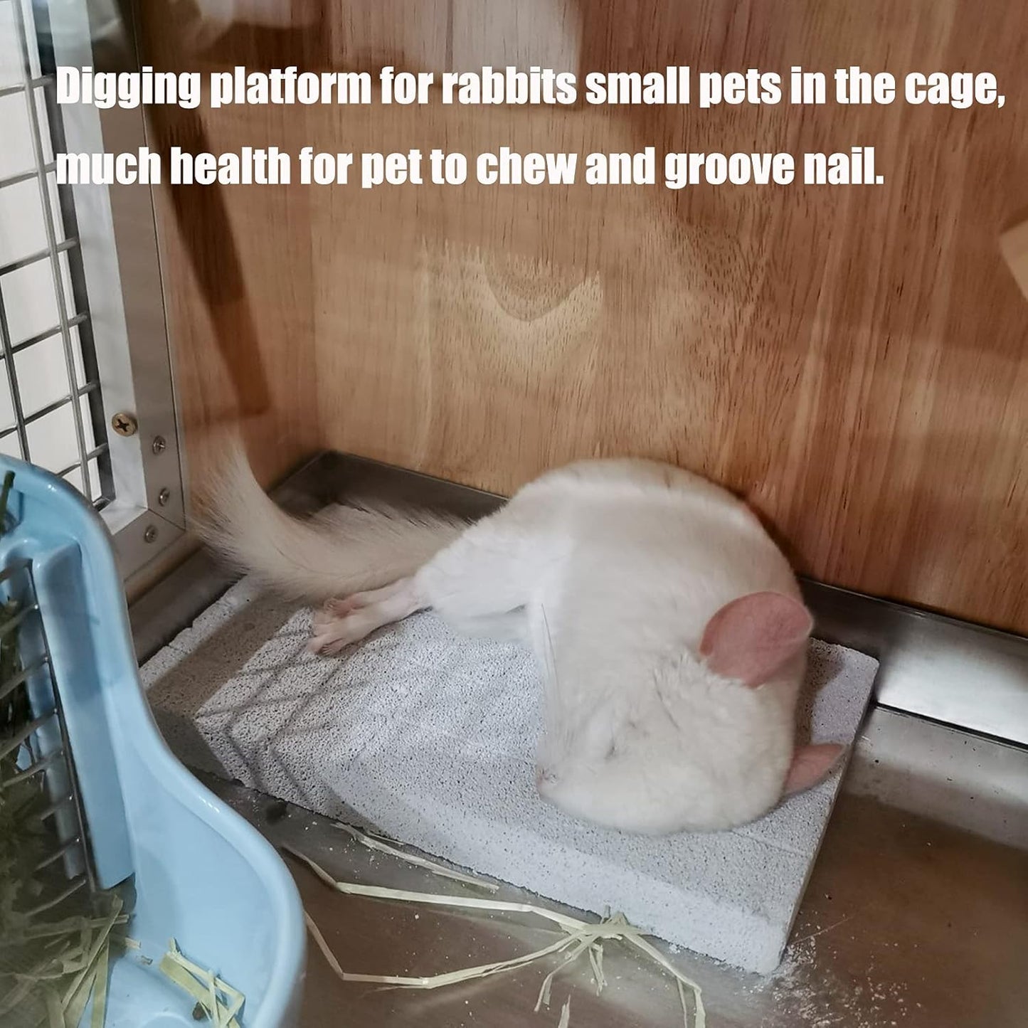 Hamiledyi Rabbit Scratch Foot Pads 2Pack Bunny Grinding Claw Pad Small Animals Lava Grinding Teeth Stone Hamster Chew Sweet Bamboo Treats Toy for Chinchilla Ferret Guinea Pig Rat Gerbil Hedgehog Grey