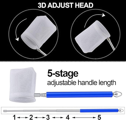 4 Pieces Fish Tank Shrimp Net Extendable Handle Shrimp Net Stainless Steel Small Aquarium Catch Mesh with Adjustable Handle for Aquarium Fish Tank Pond