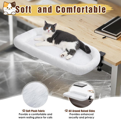 IPOW Heavy Duty Steel Frame Supports up to 50lbs Cat Desk Bed & Perch Space-Saving 90°Foldable with Soft Ultra-Plush Faux Fur for Small Medium Large Cats