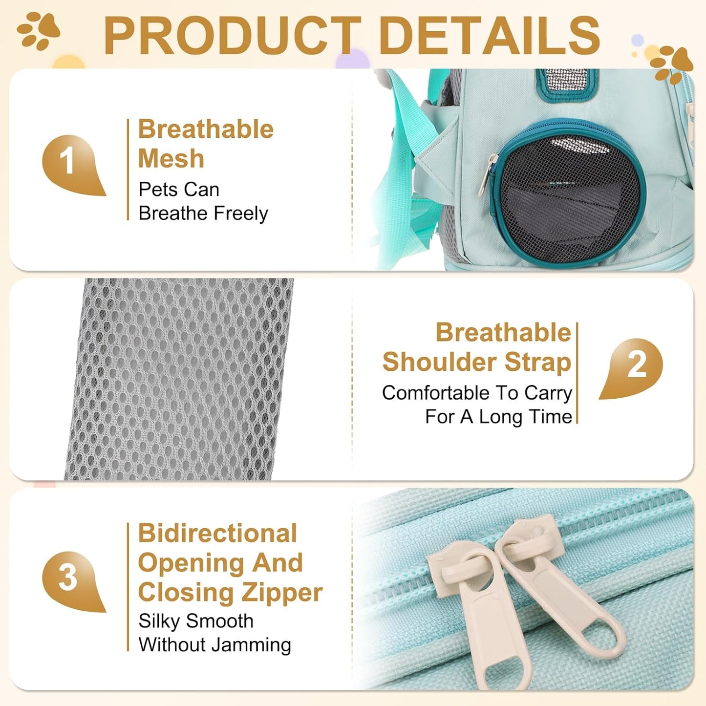 Pet Backpack Carrier, Portable and Ventilated, Oxford Cloth, Dog Cat Travel Bag with Transparent Cover 12.99", (Blue, 1 Pcs), Intended for Hiking/Camping/Traveling