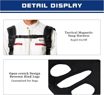 Dog Backpack Carrier - Spine-Friendly for Large Dogs(36-66lbs) Horizontal Design Dog Carrier with Adjustable Back Straps for Joint Injuries, Arthritis, Ideal for Stairs, Elderly Dogs(Size XXL)