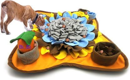 Dogs Snuffle Mat Pet Feeding Mats Puppy Sniffing Pad,Cat Doggies Interactive Puzzle Toys for Multiple Breeds Encourages Natural Foraging Skills,Training and Stress Release (Grey Brown)