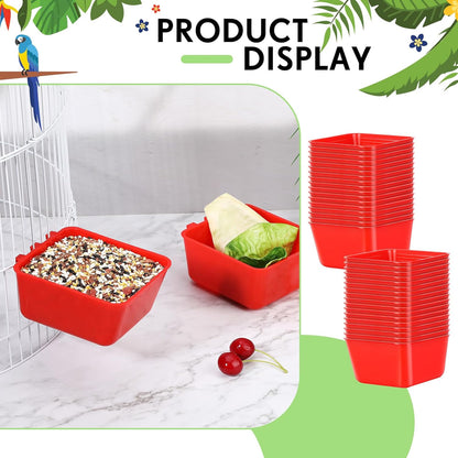 Maxdot 20 Pcs Cage Cups Chicken Feeder Waterer 16 oz Birds Feeders Hanging Bunny Cage Chicken Water Bowl for Pet Parrot Rooster Parakeet Gamefowl Poultry Pigeon Wire Hutch(Red)