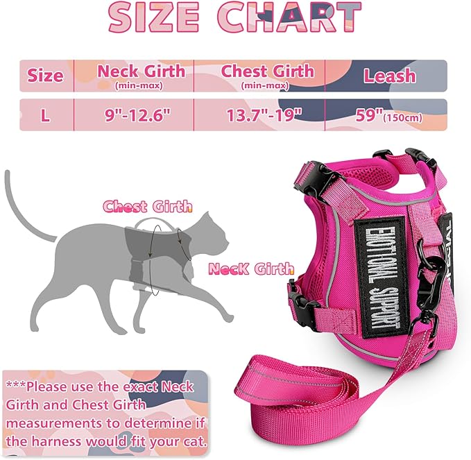 Tactical Cat Harness and Leash, Escape Proof Large Cat Walking Vest,Adjustable Soft Mesh Pet Vest Harness with Control Handle, Molle Patches (777816858438, Large)
