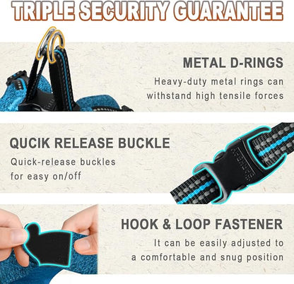 Dog Harness Step in Dog Vest Harness, Reflective Adjustable Puppy No Pull Harness Breathable Soft for Small and Medium Dogs Cats, Blue/Black, S