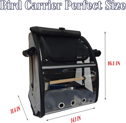 Portable Bird Carrier Backpack - Ideal Bird Travel Carrier for Parrot, Finch, Sparrow - Bird Backpack with Portable Cage