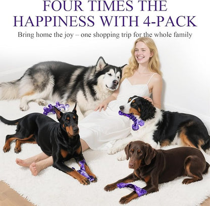 4-Pack Indestructible Chew Toys for Extra-Large Dogs - Aggressive Chewers, Durable Nylon Bone, Heavy Duty Long-Lasting Dog Toys for Large Breed & Strong Chewers