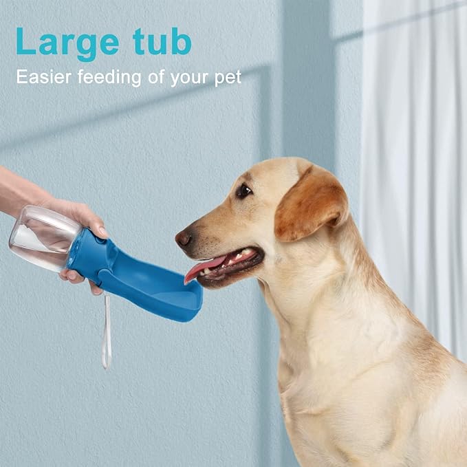 Portable Dog Water Bottle for Walking 19 OZ or 12 OZ Portable Pet Water Bottles for Puppy Small Medium Large Dogs Water Dispenser Pet Water Bowl Dog Accessories (19OZ Blue) (12OZ Dark Blue)