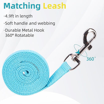 PUPTECK Adjustable Cat Harness and Leash Set Escape Proof Kitten Strap Collar for Walking Travel, Blue Yellow