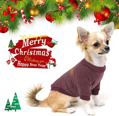 Idepet Pet Dog Classic Knitwear Sweater Fleece Coat Soft Thickening Warm Pup Dogs Shirt Winter Pet Dog Cat Clothes Puppy Customes Clothing for Small Dogs(XXL,Brown)