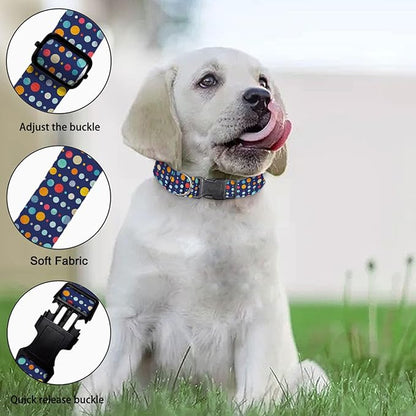 Colorful Polka Dots Dog Collar Pet Neck Strap for Small Medium Large Dogs Soft Adjustable Buckle
