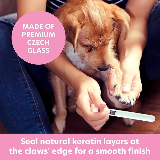 Bona Fide Beauty Pet Nail File with Swarovski Paw Print, Small Dog File Made from Genuine Czech Glass - Quiet, Gentle Claw Trimmer