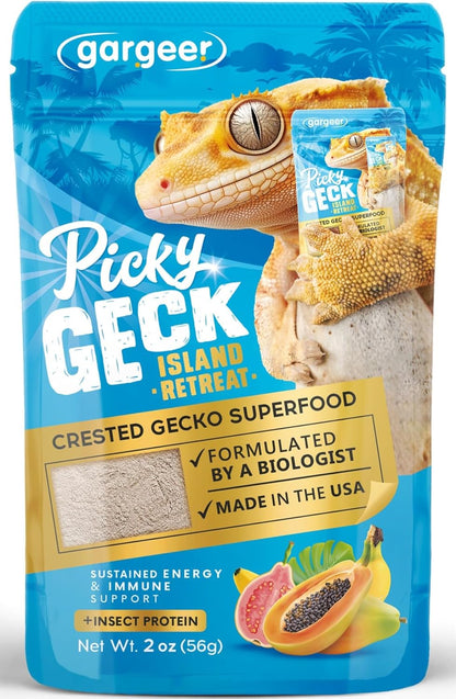 'Picky Geck' Island Retreat - Premium Crested Gecko Food | Sustained Energy & Immune Boost with Premium Tropical Fruit Blend | No Fillers, No Rice Bran - Only Premium Ingredients | 2oz