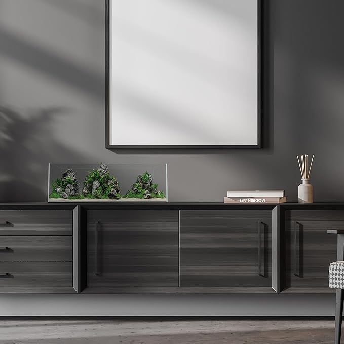 UNS Ultra Clear Rimless Tank - 3.4GAL | 13L - 17.71x6.69x6.69 | 45x17x17 CM, 5mm Glass Thickness, Leveling Mat Included - Low Iron, High Clarity Fish Tank w/ 45° Mitered Edge - [45L]