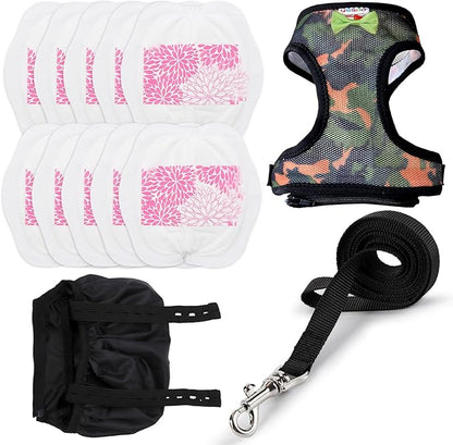 Adjustable Chicken Harness Diaper (5.4ft Leash) – Breathable & Washable Secure Training for Hens, Ducks & Chicks | Outdoor Walking & Discipline Solution (Large, Camouflage Green)