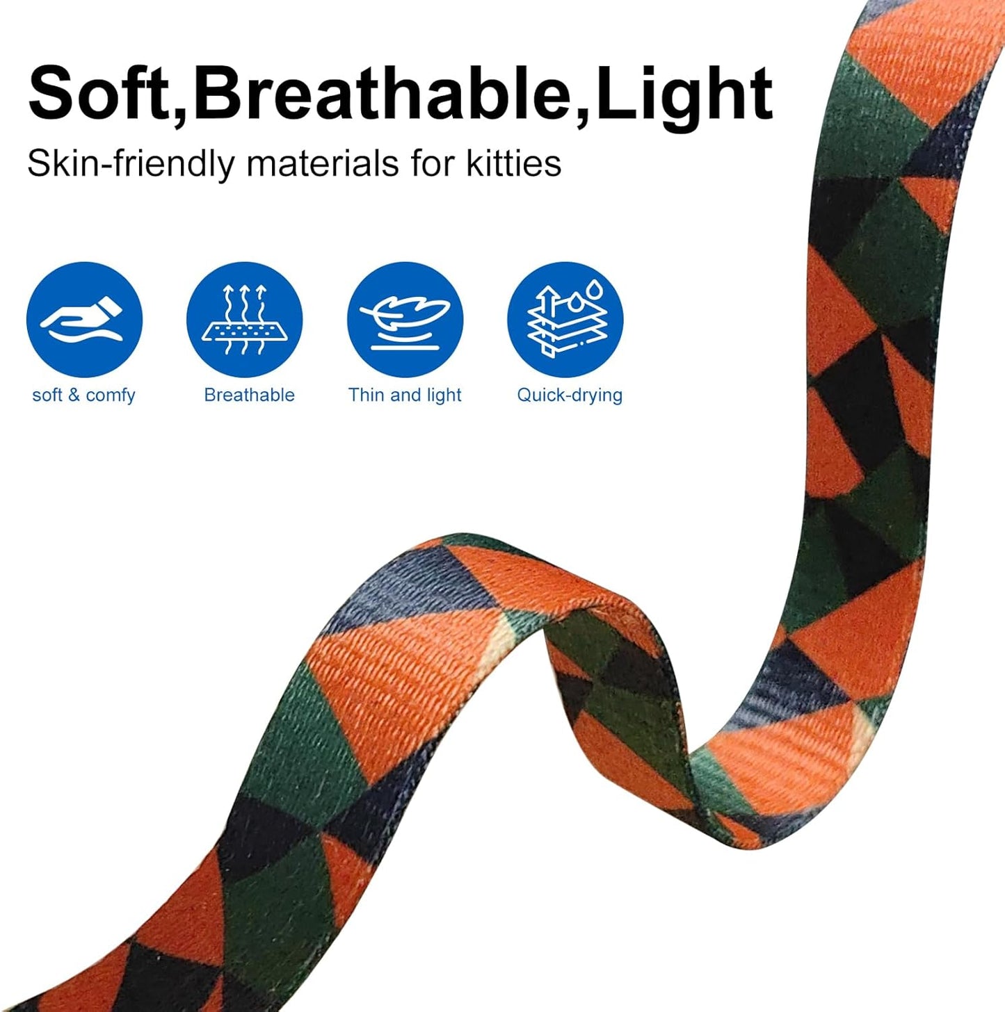 Cat Harness and Leash Set with Matching Collar – Escape Proof Harness for Cats, Adjustable & Lightweight, Geometric Print, Easy Wear for Outdoor Walking & Training