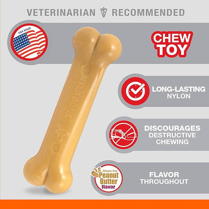 Nylabone Original Bone Power Chew Toy for Dogs, Durable & Tough Dog Toys for Aggressive Chewers, Peanut Butter Flavor, Small - Up to 25 lbs - Up to 25 Ibs, 1 Count