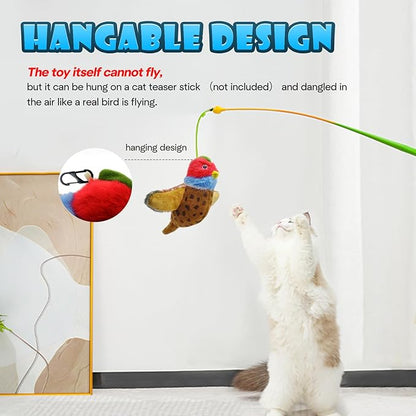 Cat Toys, Flapping Wings Pheasant, No Flying, Chirping Bird Interactive Catnip Toy for Kitten or Small Dogs, Touch Activated, Rechargeable