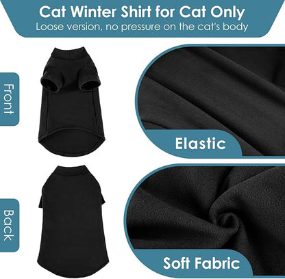 SUNFURA Turtleneck Sweater for Cat, Sphynx Cats Shirt Hairless Cat Sweaters with Sleeves, Warm and Soft Kitten Pullover Fleece Winter Pajamas Jumpsuit for Puppy Cats, Black L