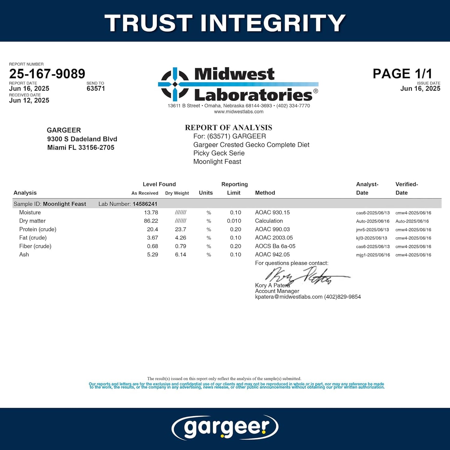 Gargeer 'Picky Geck' Moonlight Feast - Premium Crested Gecko Food | Vision & Metabolism Support with Premium Fruit Blend | No Fillers - Only Premium Ingredients | 2oz | Made in USA. Enjoy!