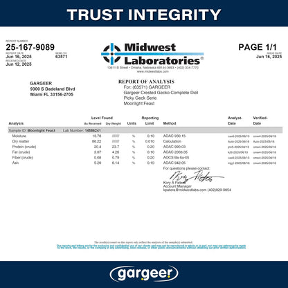 Gargeer 'Picky Geck' Moonlight Feast - Premium Crested Gecko Food | Vision & Metabolism Support with Premium Fruit Blend | No Fillers - Only Premium Ingredients | 2oz | Made in USA. Enjoy!