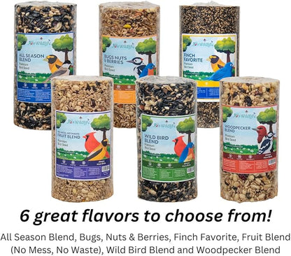 JCs Wildlife No Mess, No Waste Fruit Blend Premium Bird Seed Small Cylinder, 2 lb (6 Cylinder)