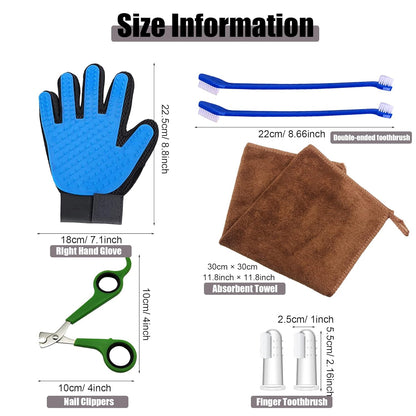 Allazone 13 PCS Small Animal Grooming Supplie, Nail Clipper and Trimmer, Pet Hair Remover Comb, Small Animal Massage Brush Double-Sided Comb and Toothbrush for Dog Bunny Rabbit Hamster