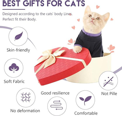 Sticky Cat Clothes Stretchy, Sphynx Hairless Sweater & Pajamas for Cats only, Soft Cat Onesie for Cats After Surgery Female Male & Hair Loss Prevention, Black XL