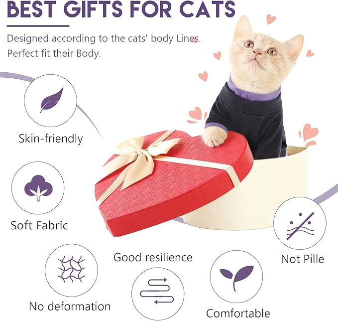 Sticky Cat Clothes Stretchy, Sphynx Hairless Sweater & Pajamas for Cats only, Soft Cat Onesie for Cats After Surgery Female Male & Hair Loss Prevention, Black S