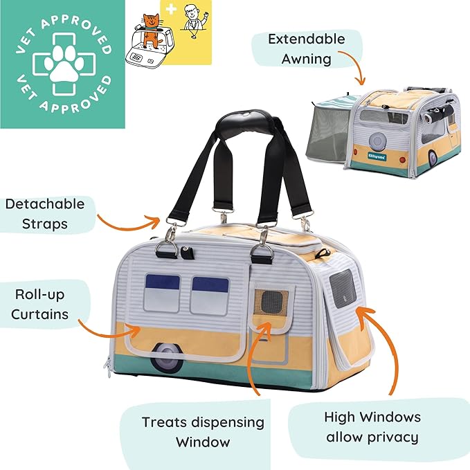 New Premium Soft-Sided 2-in-1 Kittyrama Cat Carrier & Home Hideaway – Vet-Recommended Calming Den, Dual-Use Lounge & Travel Carrier with SBS Zippers, Airline-Approved Under-Seat Fit