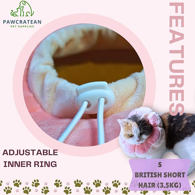 Adjustable Comfy Flower Style Elizabeth Collar for Cats Puppies Soft Recovery Cone Pet Protective Neck Collar (Pink, Small)