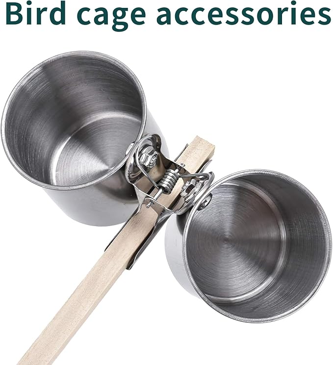 TBWHL Parrot Feeding Cups Hanging Pet Animal Stainless Steel Birdcage Bowls Bird Bowls for Cage Parakeet Birds Cage Accessories Suitable Small and Medium Bird S