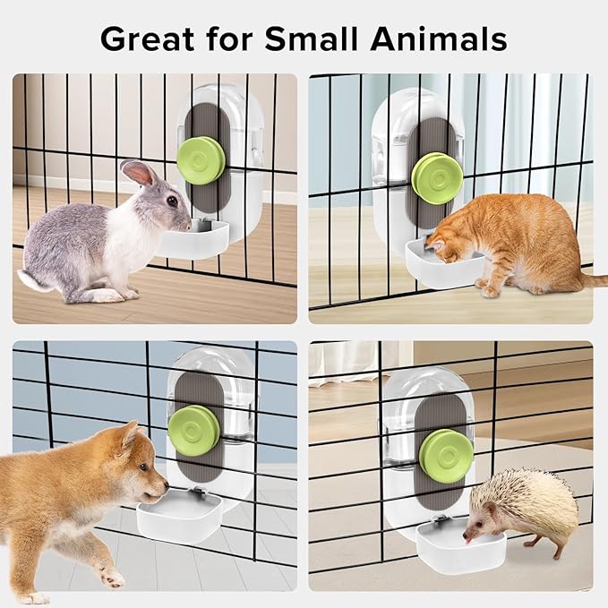 Rabbit Water Bottle,Hanging Automatic Water Dispenser for Cage (White, 28oz)