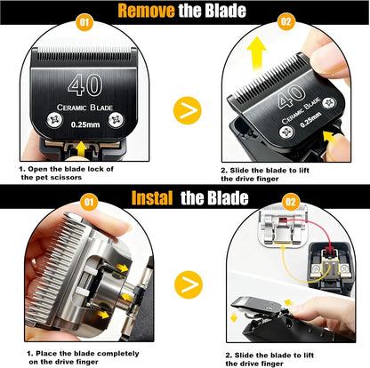 Dog Grooming Clipper Blades Replacement Compatible with Andis Dog Clippers,Most OsterA5, Wahl KM Series Pet Clippers (Black(40))