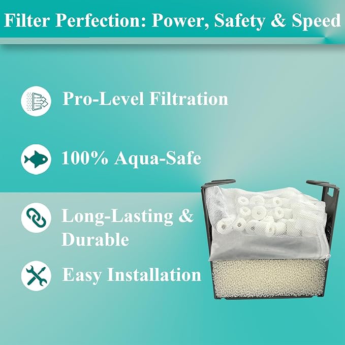 4 Set Three-Stage Filters Media Maintenance Kit Replacement for AquaClear 70 Power Filter, Fish Tank Filter for 40-to-70 Gallon Aquariums