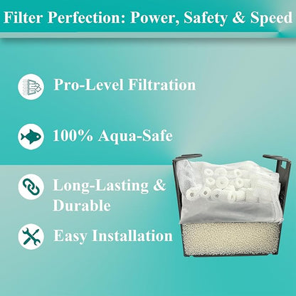 4 Set Three-Stage Filters Media Maintenance Kit Replacement for AquaClear 70 Power Filter, Fish Tank Filter for 40-to-70 Gallon Aquariums