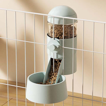 Pet Dog Cat Hanging Automatic Feeders Drinking Bowls, Auto Gravity Rabbits Feeder Water Set, Cage Pet Feeding Bowls Dispenser for Cats Dogs Puppy, Rabbit Hamsters Chinchilla Hedgehog (Green-Food)