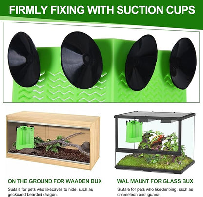 Bearded Dragon Feeder, Chameleon Feeder, Reptile Feeding Dish, Glass Mount Insect Feeding Box for Reptile, Bearded Dragon Food Bowl can Feeds Bearded Dragons and Comes with 4 Fixed Suction Cups