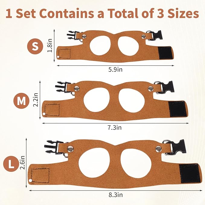 3 Pack Escape-Proof Bearded Dragon Leash - Adjustable Leather Vest and Retractable Nylon Leash, Bearded Dragons Accessories for Chameleons & Small Pets (S/M/L,Brown)