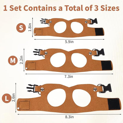 3 Pack Escape-Proof Bearded Dragon Leash - Adjustable Leather Vest and Retractable Nylon Leash, Bearded Dragons Accessories for Chameleons & Small Pets (S/M/L,Brown)