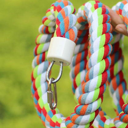 Rope Bungee Perch Bird, 83inch Kintor Pure Natural Colorful Bead Cage Chewing Toys for Small Medium Parrot (83inch)