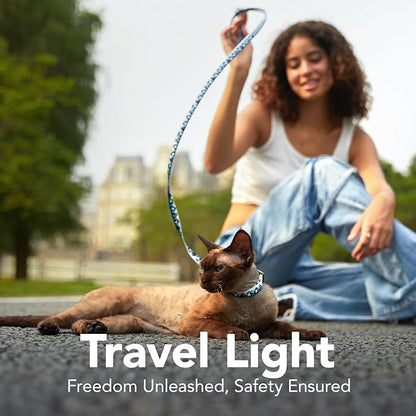 Cat Harness and Leash Set - Escape Proof Adjustable Cat Harness, Comfortable Soft Lightweight, Use Safe & Easy, Walking Travel Kitten Harness for Small Medium Large Cats (Blue Glacier Penguin)