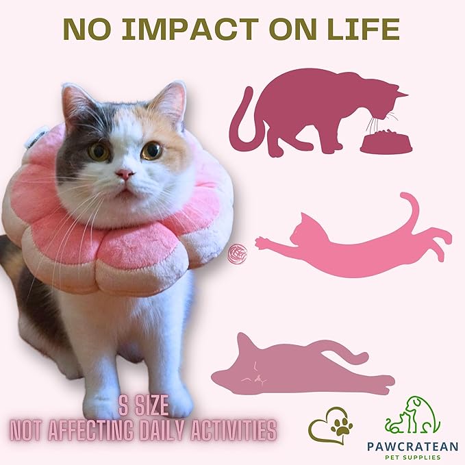 Adjustable Comfy Flower Style Elizabeth Collar for Cats Puppies Soft Recovery Cone Pet Protective Neck Collar (Pink, Medium)