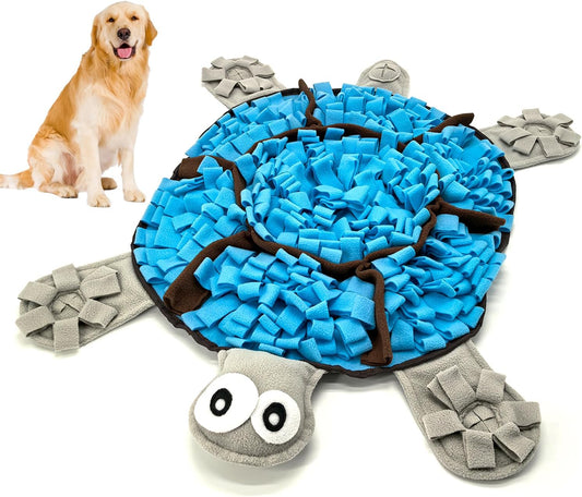 Snuffle Mat for Dogs, Tortoise-Themed Slow Feeder for Small/Middle/Large Breed, Durable Washable Portable Pet Feeding Mat, Nose Work Training Pad, Anxiety Relief & Mental Stimulation(M, Blue)