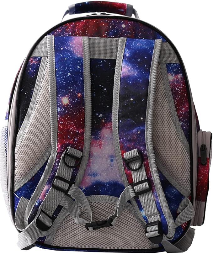 Front Expandable Cat Backpack Carrier, Fit up to 20 lbs, Printed Artwork with Space Capsule Bubble Window Pet Carrier Backpack for Large Fat Cat and Small Puppy