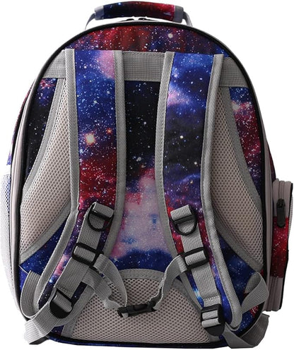 Front Expandable Cat Backpack Carrier, Fit up to 20 lbs, Printed Artwork with Space Capsule Bubble Window Pet Carrier Backpack for Large Fat Cat and Small Puppy