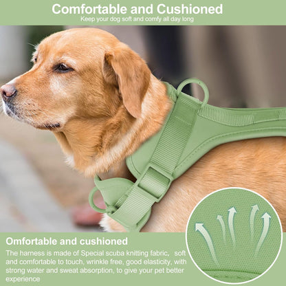Wisedog No Pull Lightweight Dog Vest Harness with Soft and Comfortable Cushion, Breathable Mesh, for Small Medium Large Dogs Walking (L(Neck: 16.15"-20.86";Chest: 24.02"-38.19"), Sage Green)