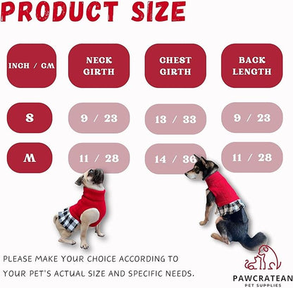 Cute Sweater for Dogs and Cats Soft Flannel Pet Outfit Warm and Cozy Animal Hoodie Small to Large Pet Clothes for Halloween Parties and Everyday Wear (Small, Red Dress)